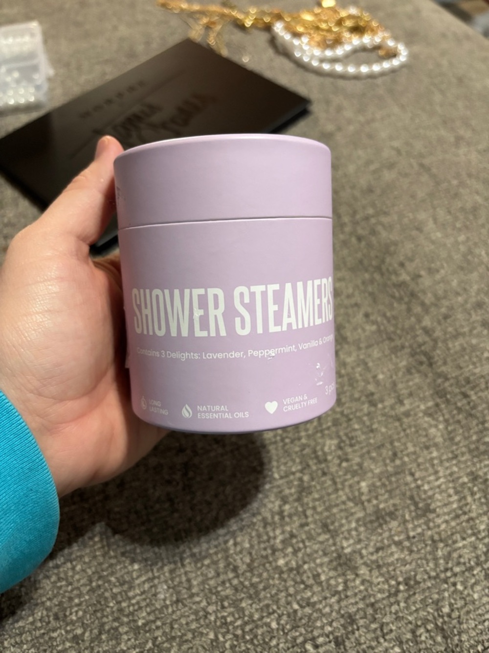 Everly Bath Steamers Trio in Lavender, Beige, and Light Blue